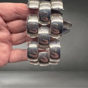 Costume Silver Tone Wide Woven Bracelet